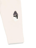 Pantaloni per neonata Donsje beige con pupazzo di neve ricamato 3042802 00004 DONSJE 
