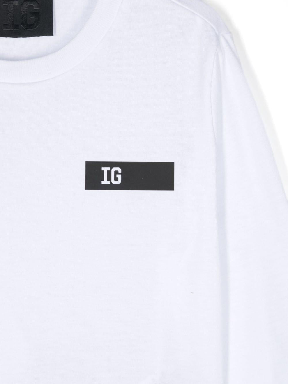 T-shirt con stampa logo per bambino Il Gufo bianco con spacchi laterali corti A24TA320MF001 010 IL GUFO 