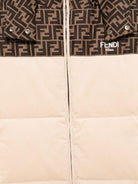 Giubbino per bambina Fendi Kids beige con cappuccio con logo monogramma FF JUA227 AS5B F1P2P FENDI KIDS 