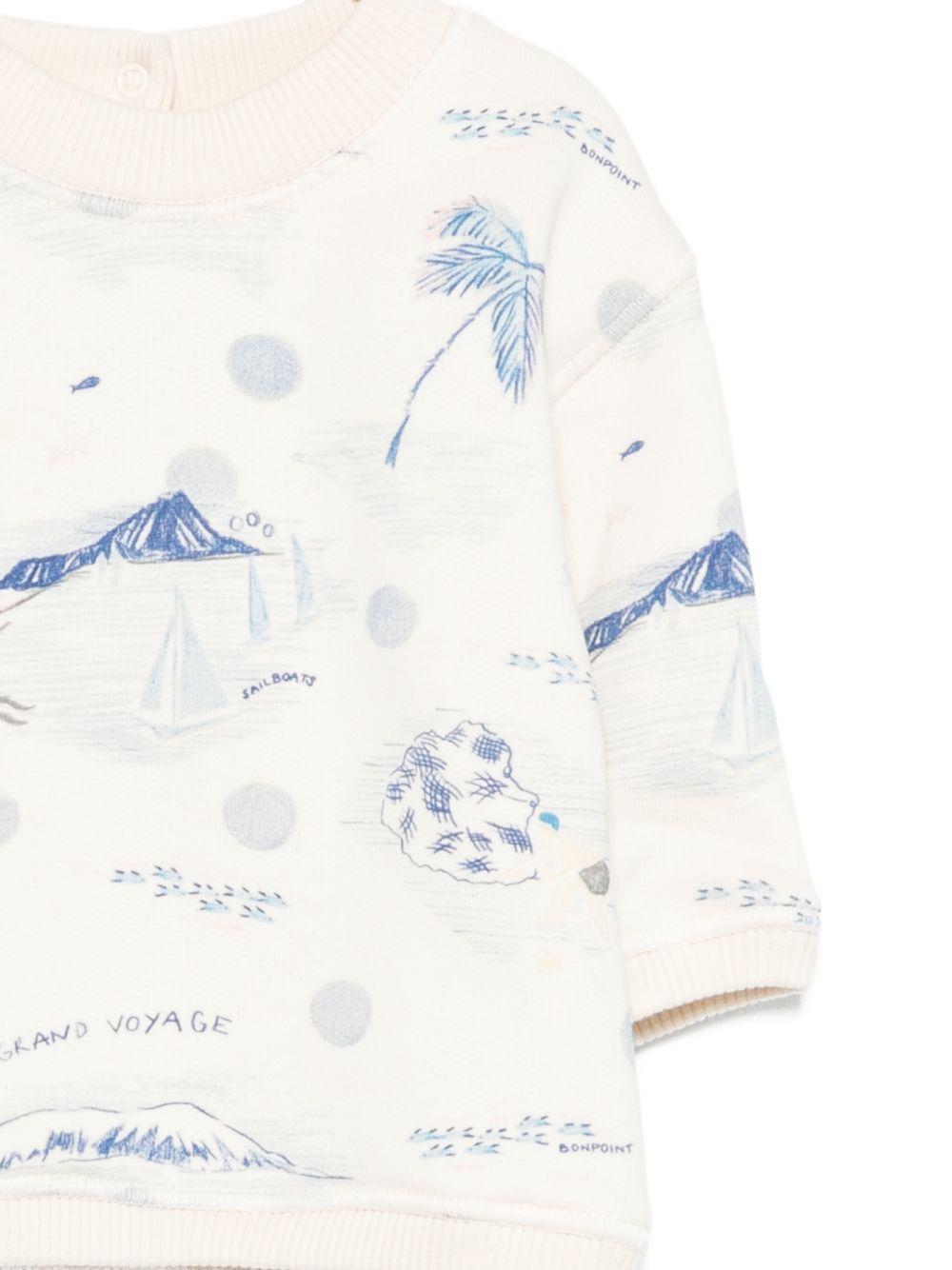 Felpa per neonato Bonpoint bianco con stampa grafica all-over S06YSWK00003 615 BONPOINT 
