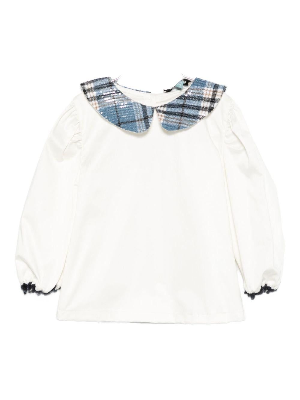 Camicia per bambina A'lapage bianca con colletto a motivo scozzese AL22 OFF WHITE A'LAPAGE 
