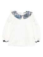 Camicia per bambina A'lapage bianca con colletto a motivo scozzese AL22 OFF WHITE A'LAPAGE 