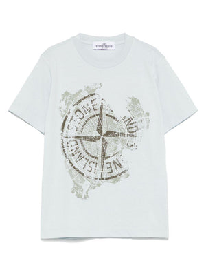 Stone Island Junior light blue crew neck printed T-shirt for boys