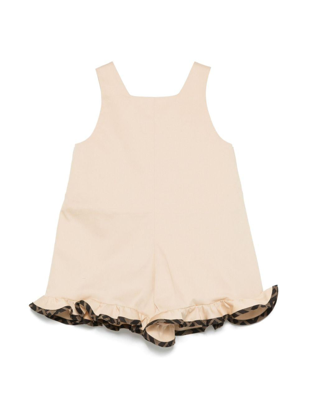 Salopette per neonata Fendi Kids beige con bordi a contrasto BFL087 ADEH F1P2P FENDI KIDS 