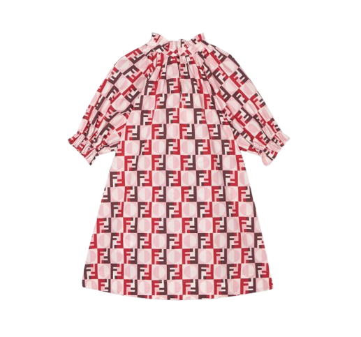 Abito per bambina Fendi Kids rosa con stampa logo FF all-over JFB809 AYMM F1TKH FENDI KIDS 