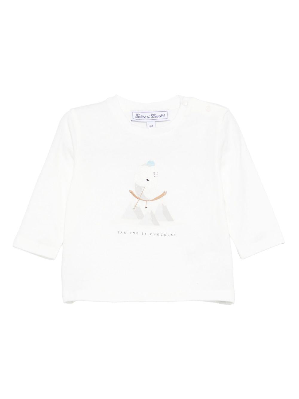 T-shirt per neonato Tartine Et Chocolat bianca con stampa grafica CB10041 13 TArtine & Chocolat 