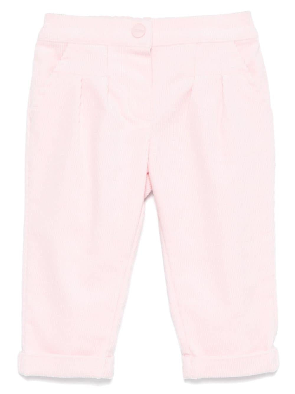 Pantaloni per neonato Moschino Kids rosa a coste con logo sul retro MDP038LVA05 50209 MOSCHINO KIDS 