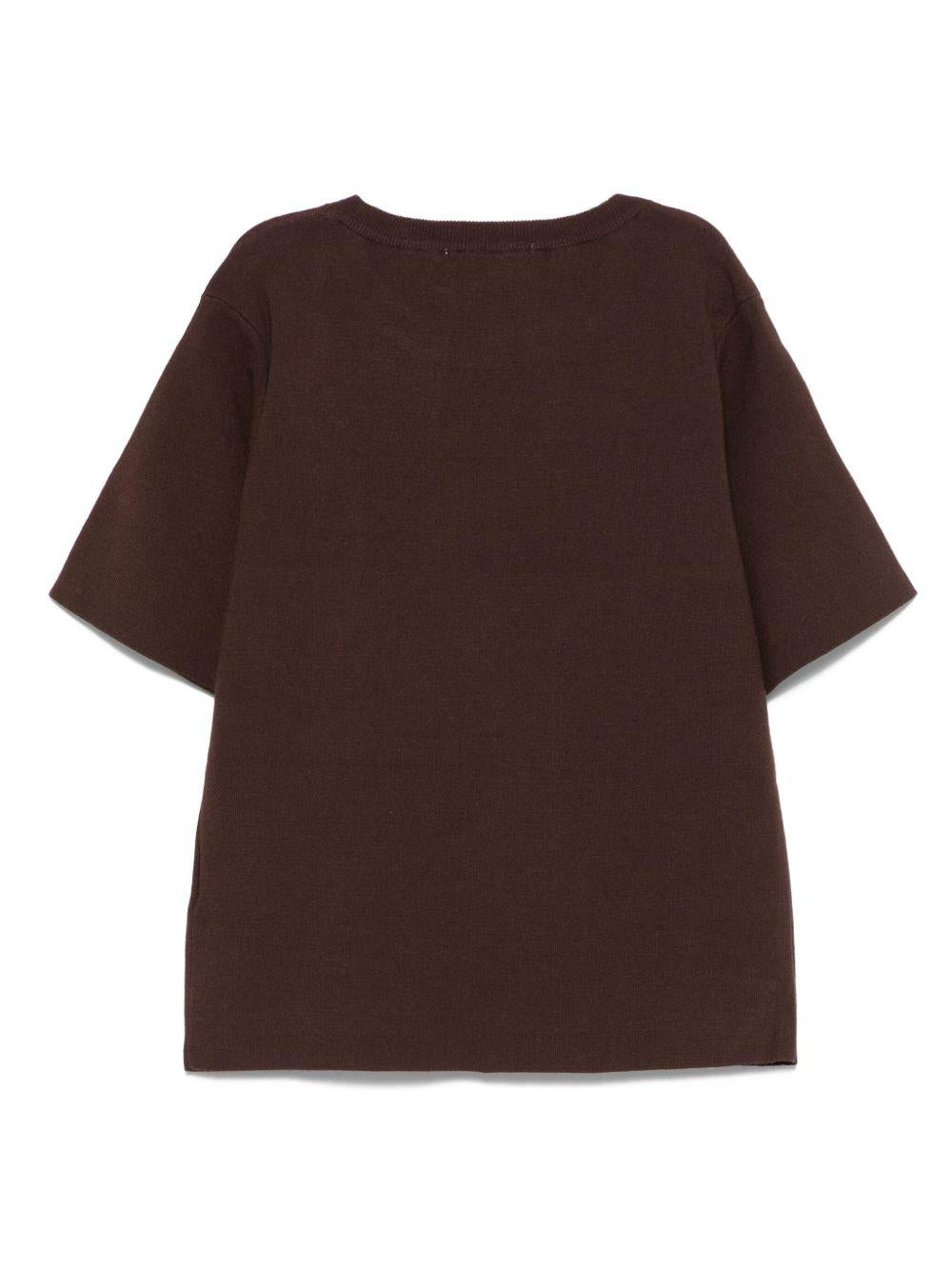 T-shirt per bambina Laneus Kids marrone con logo ricamato F5LKJGKE043 920 LANEUS 
