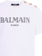 T-shirt per bambino Balmain Kids bianca con bottoni dorati BY8Q81 Z3672 100OR BALMAIN KIDS 