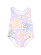 Costume intero per neonata Stella McCartney Kids viola con stampa grafica stelle marine TYC079 Z3583 539MC STELLA McCARTNEY KIDS 