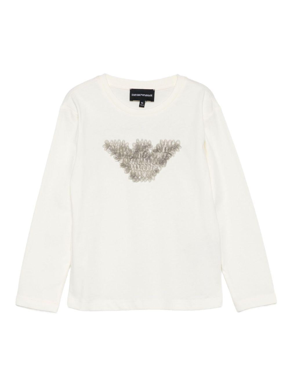 T-shirt per bambina Emporio Armani Kids bianco con ruches EG000476 AF16162 U0003 EMPORIO ARMANI KIDS 