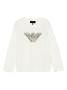 T-shirt per bambina Emporio Armani Kids bianco con ruches EG000476 AF16162 U0003 EMPORIO ARMANI KIDS 