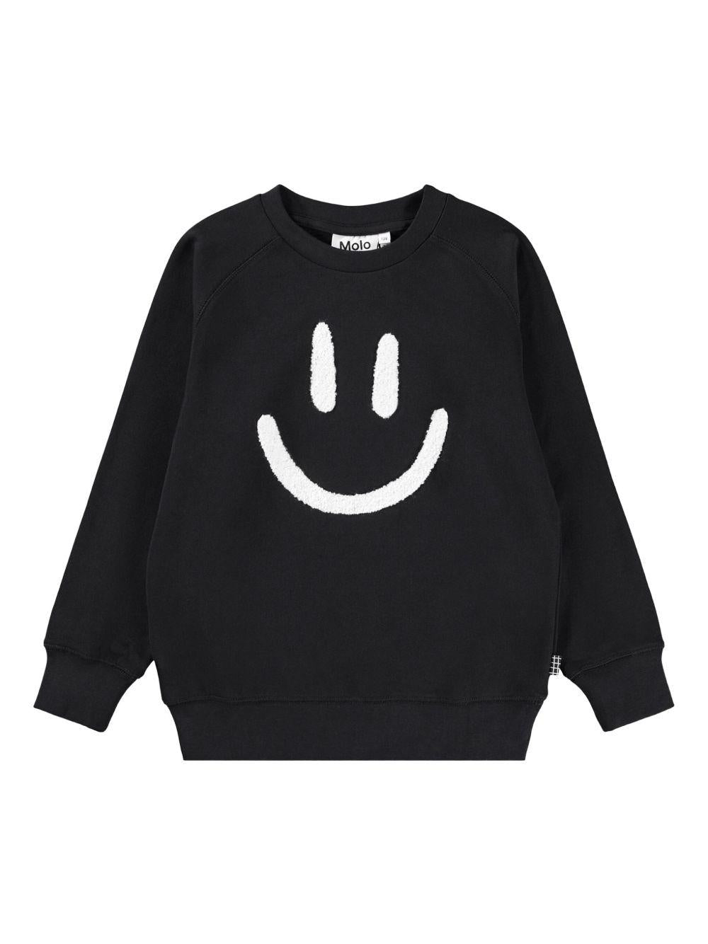 Felpa per bambino Molo Mike nero con stampa smile 6W25J201 0099 MOLO 