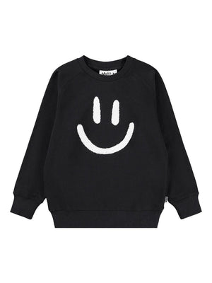 Felpa per bambino Molo Mike nero con stampa smile