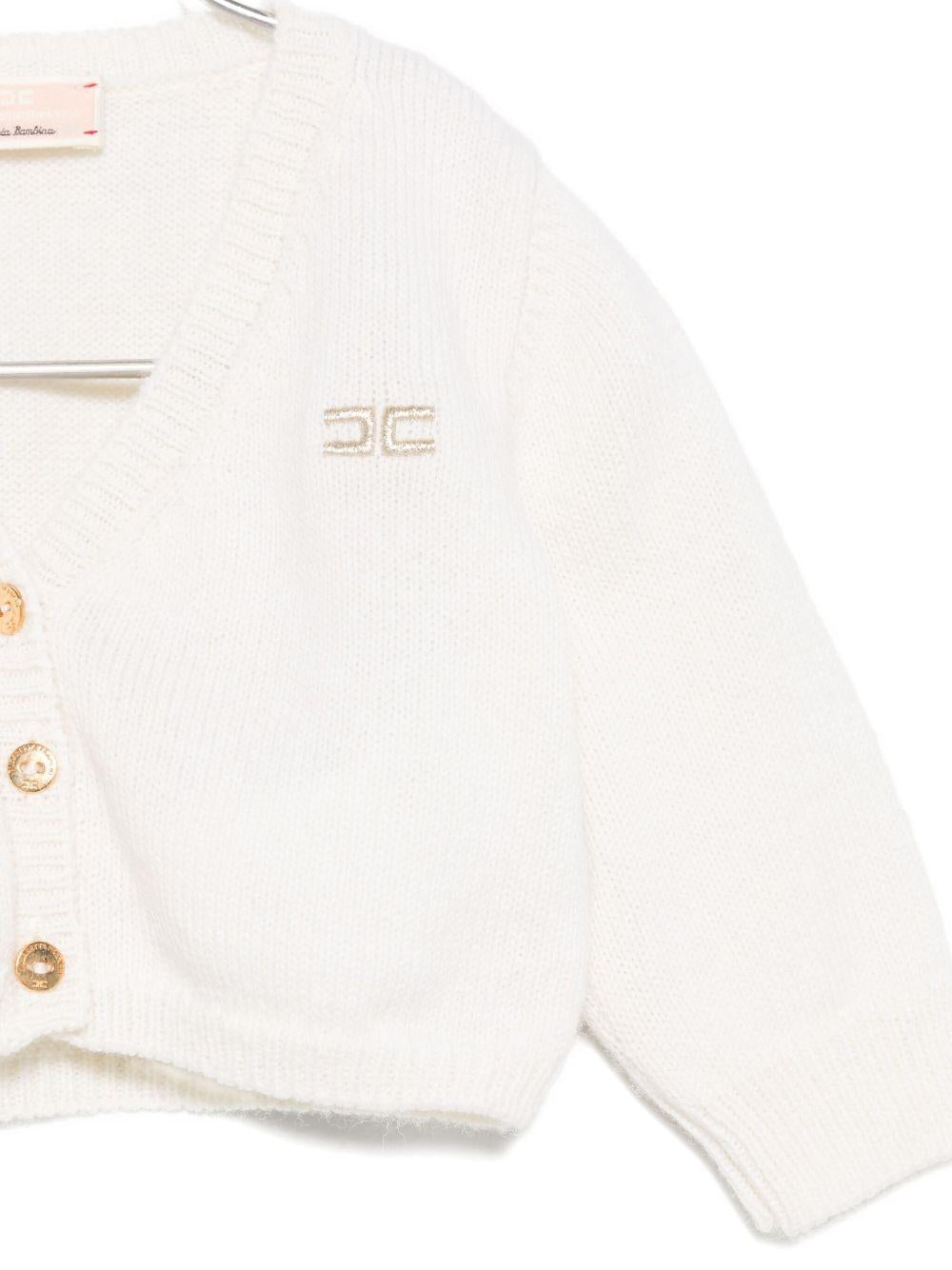 Cardigan per neonata Elisabetta Franchi La Mia Bambina bianco con scollo a V ENMA013CFL230 D752 ElISABETTA FRANCHI 