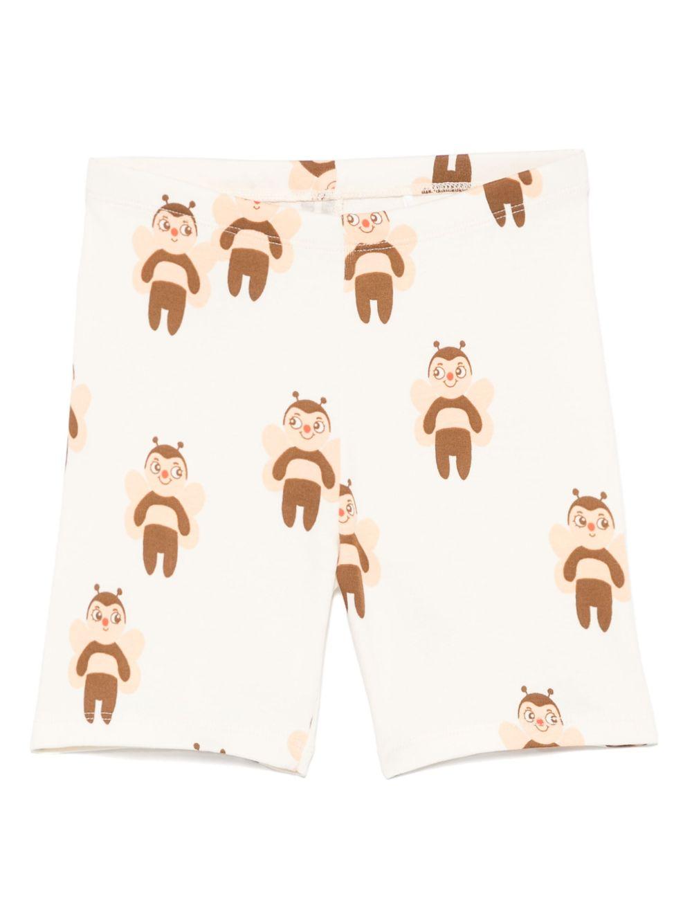 Shorts per bambina Mini Rodini bianco con stampa grafica con lunghezza alla coscia 2563012011 OFF-WHITE MINI RODINI 