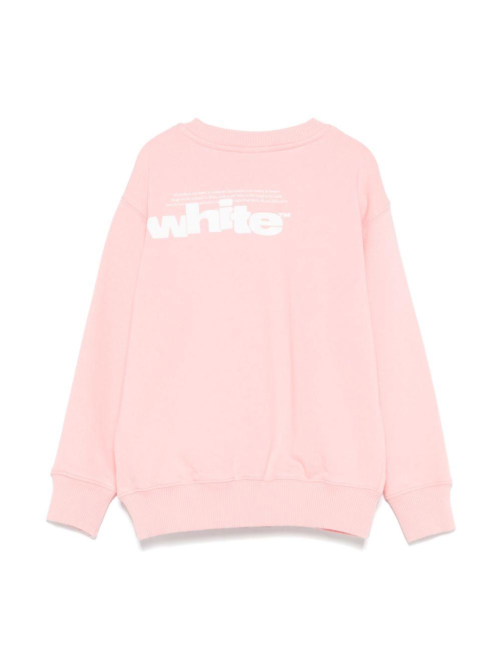 Felpa con stampa logo per bambina Off-White Kids rosa con polsini a coste OGBA001S25FLE002 3001 OFF WHITE KIDS 
