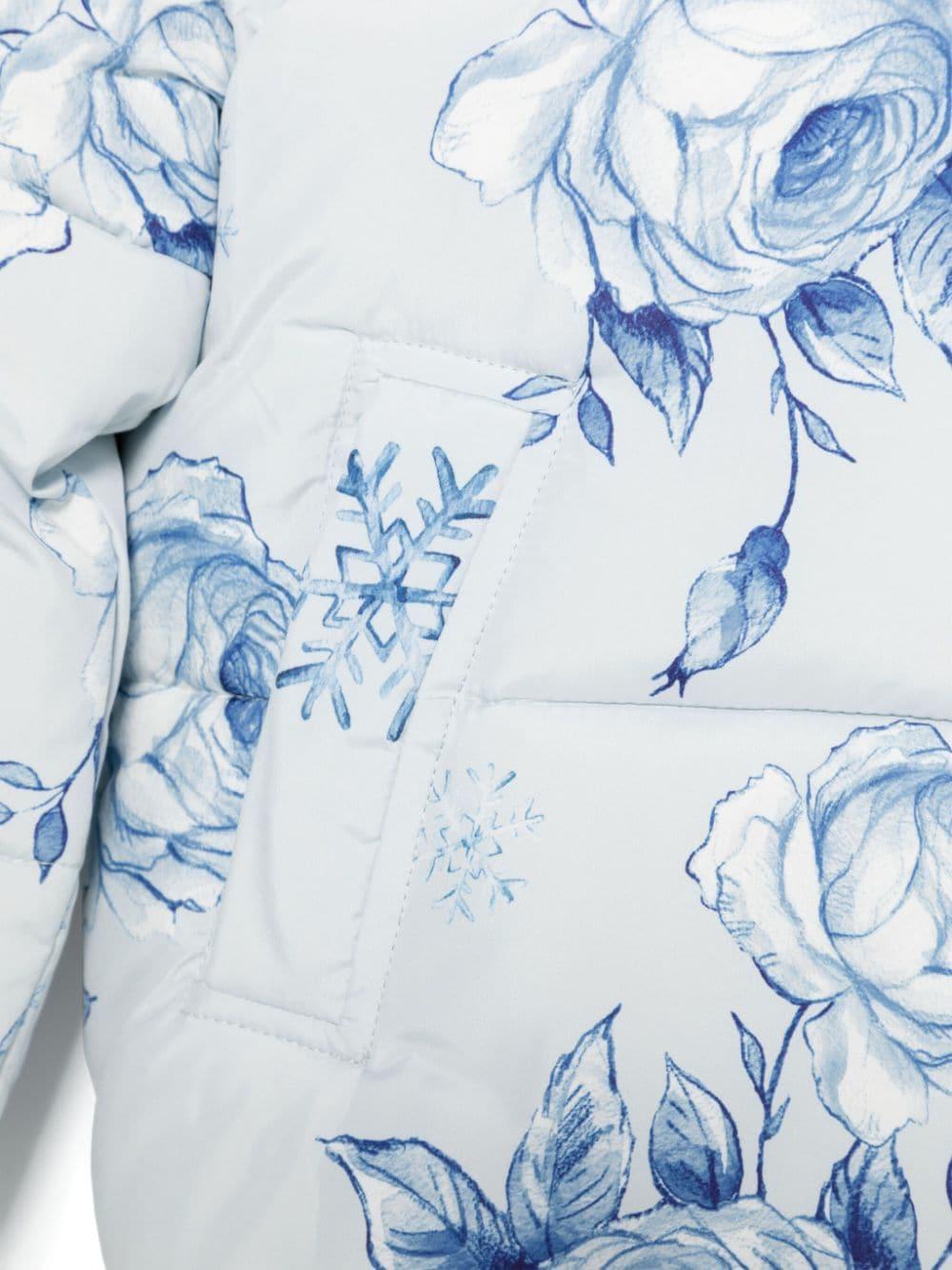 Piumino per bambina Monnalisa bianco con stampa floreale 19D104 4027 5256 MONNALISA 