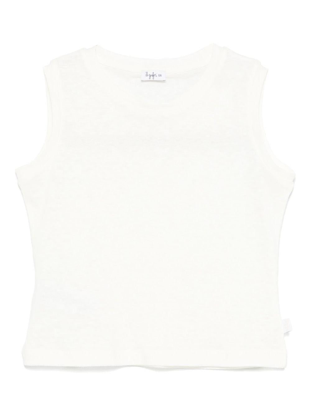T-shirt smanicata per bambina Il Gufo bianco con mini targhetta P25TC090M0141 100 IL GUFO 