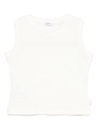 T-shirt smanicata per bambina Il Gufo bianco con mini targhetta P25TC090M0141 100 IL GUFO 