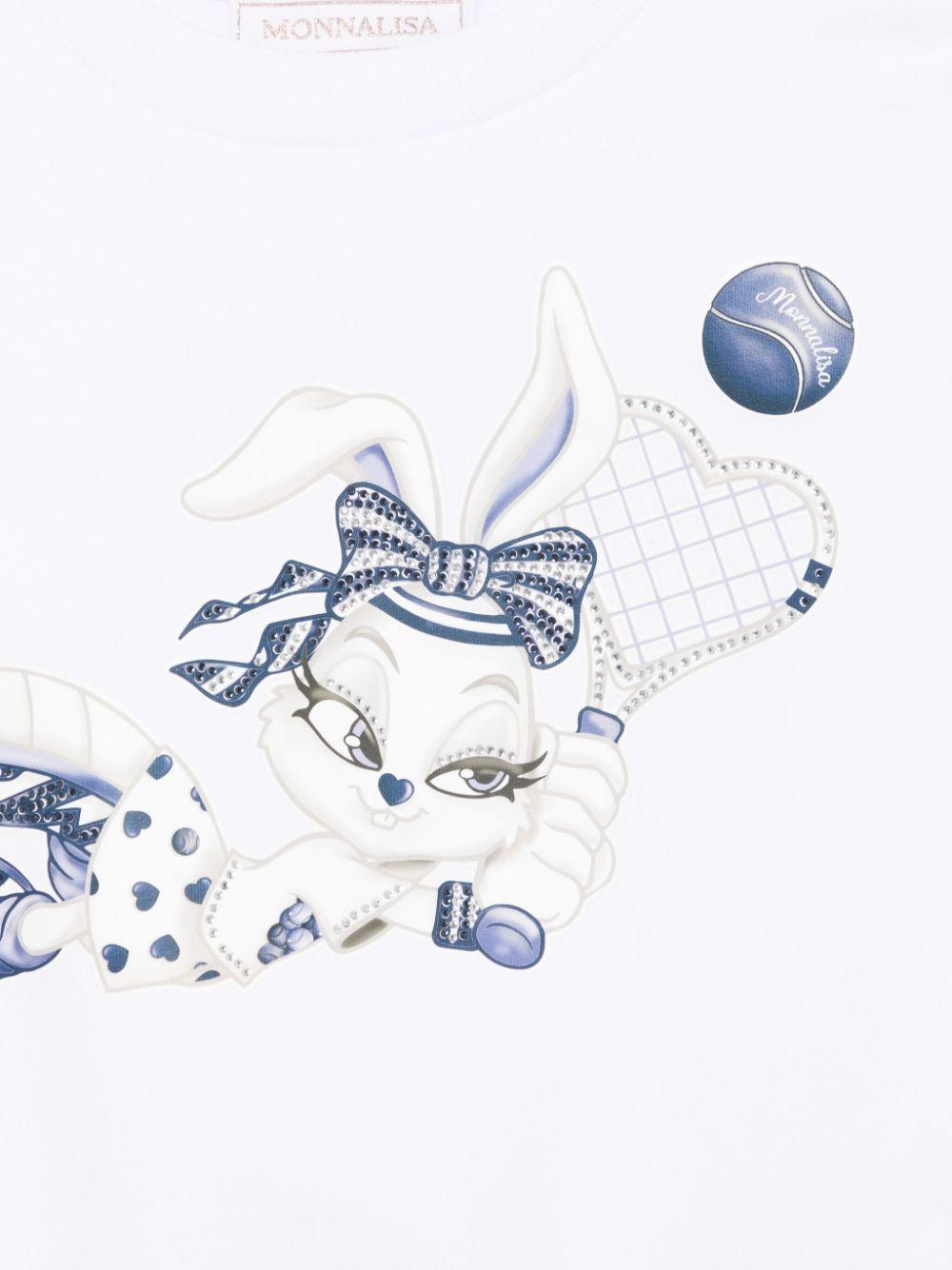 Felpa per bambina Monnalisa bianco con decorazione in cristalli sul davanti 19E614 5012 9956 MONNALISA 
