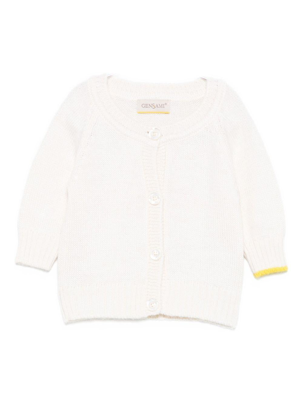 Cardigan per neonati Gensami Kids bianco con chiusura frontale con bottoni CAR-BASIC-WP OFF WHITE GENSAMI 