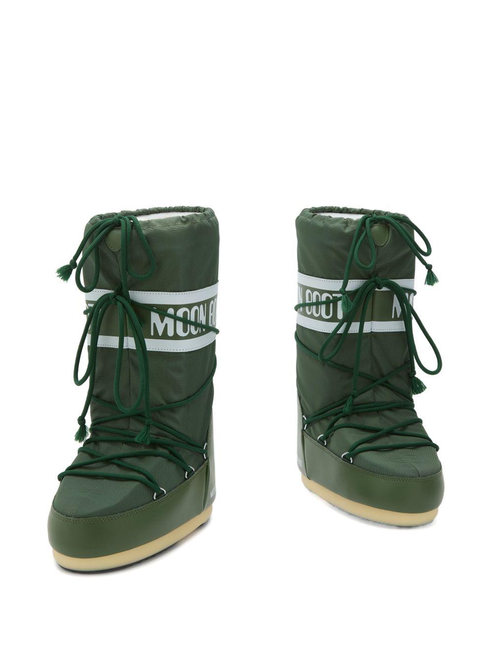 Stivali da neve Icon per bambini Moon Boot Kids verdi con fascia con logo 80D1400440 G016 MOON BOOT 