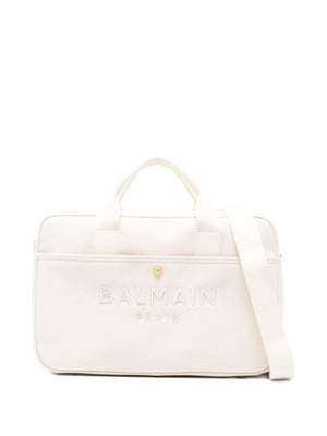 Balmain Kids white baby changing bag with embroidered logo