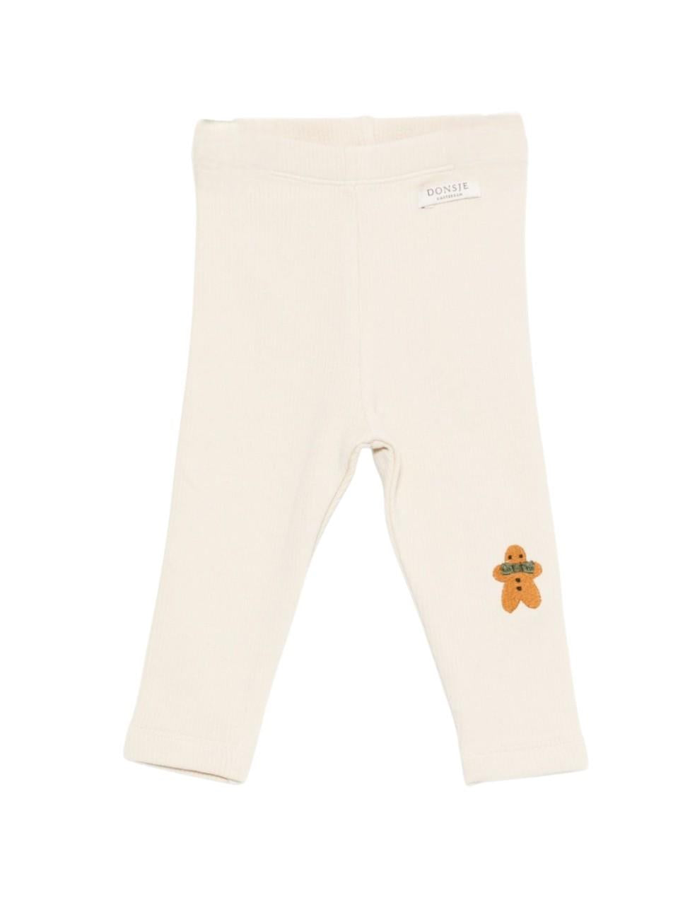 Pantaloni per neonata Donsje beige con biscottino ricamato 3042801 00004 DONSJE 