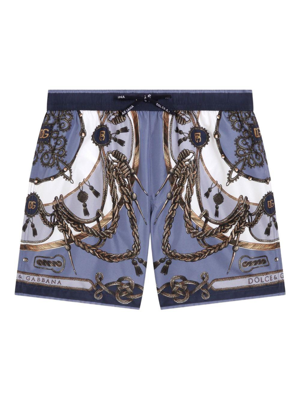 Costume da bagno per bambino Dolce & Gabbana Kids blu con stampa L4J850 ON0CO HT5XB DOLCE & GABBANA KIDS 