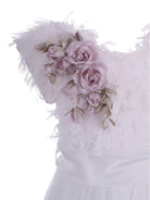 Abito per bambina Monnalisa bianco con applicazione fiori 79G900 7044 0001 MONNALISA 