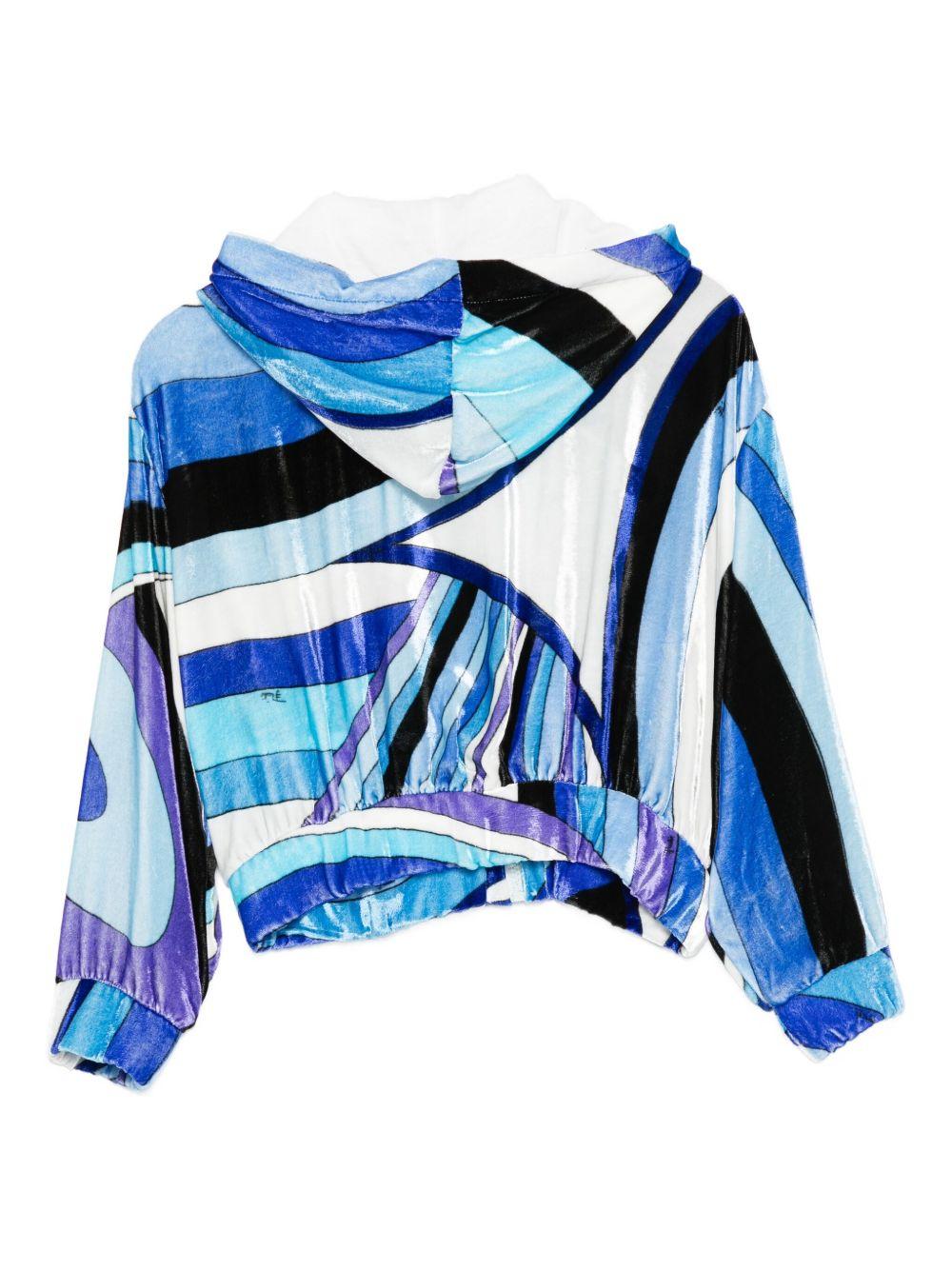 Felpa per bambina Emilio Pucci Junior blu con motivo a onde PX4A90 V0171 101BL EMILIO PUCCI JUNIOR 