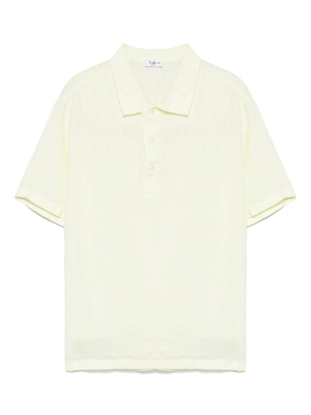 Polo leggera per bambino Il Gufo giallo lime in lino P25PC060L6006 515 IL GUFO 
