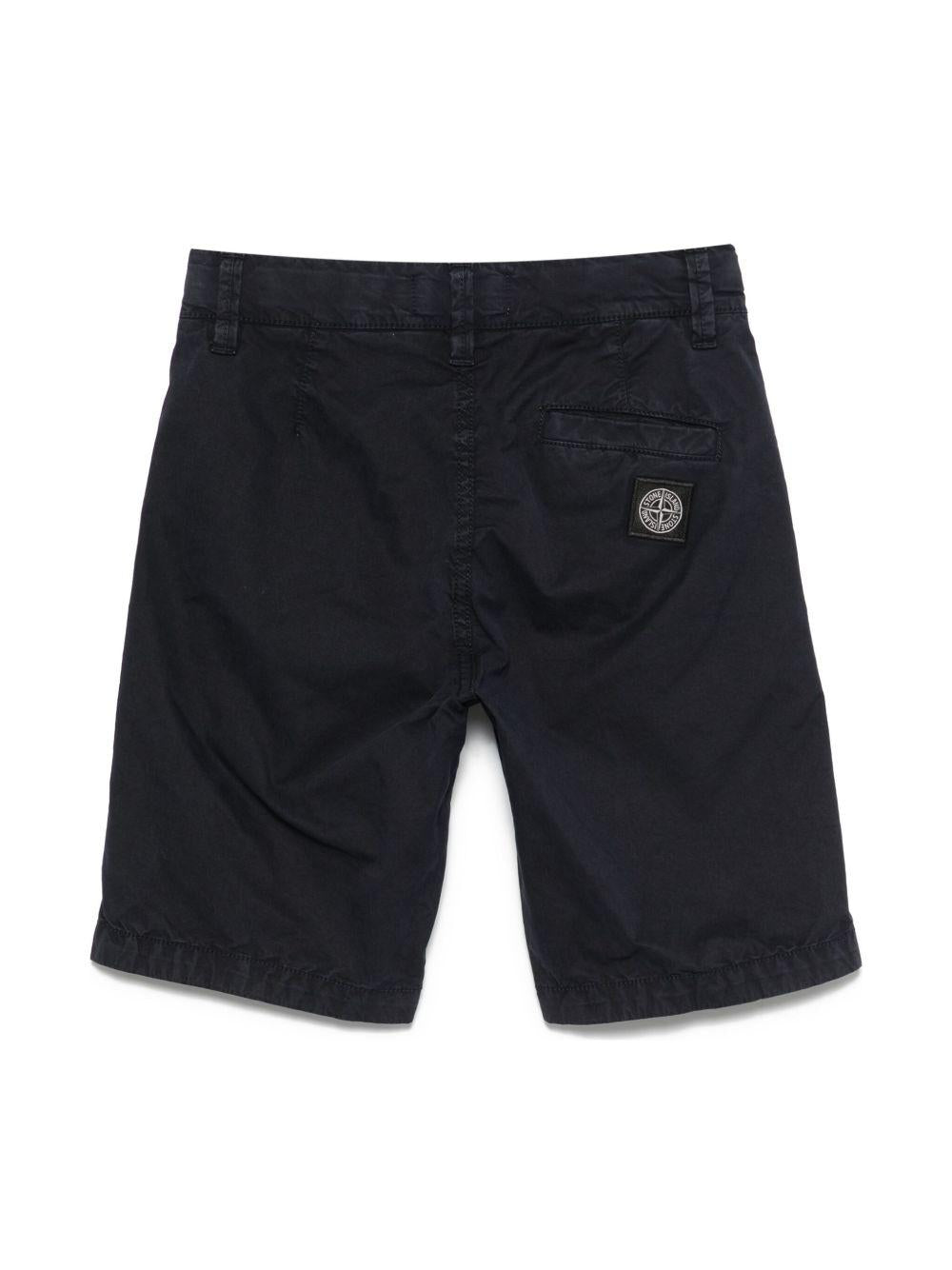 Shorts in gabardine per bambino Stone Island Junior blu con passanti K1S16L100003S0009 V0120 STONE ISLAND JUNIOR 