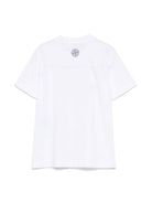 T-shirt con stampa per bambino Stone Island Junior bianco con girocollo K1S162100010S0150 V0001 STONE ISLAND JUNIOR 