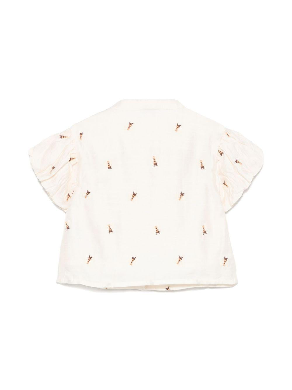 Camicia per neonata Donsje Ezrah beige con ricamo all-over 4095402NB 00003 DONSJE 
