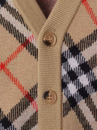 Cardigan a quadri per neonato Burberry Kids beige con scollo a V 8104312 B9368 BURBERRY KIDS 