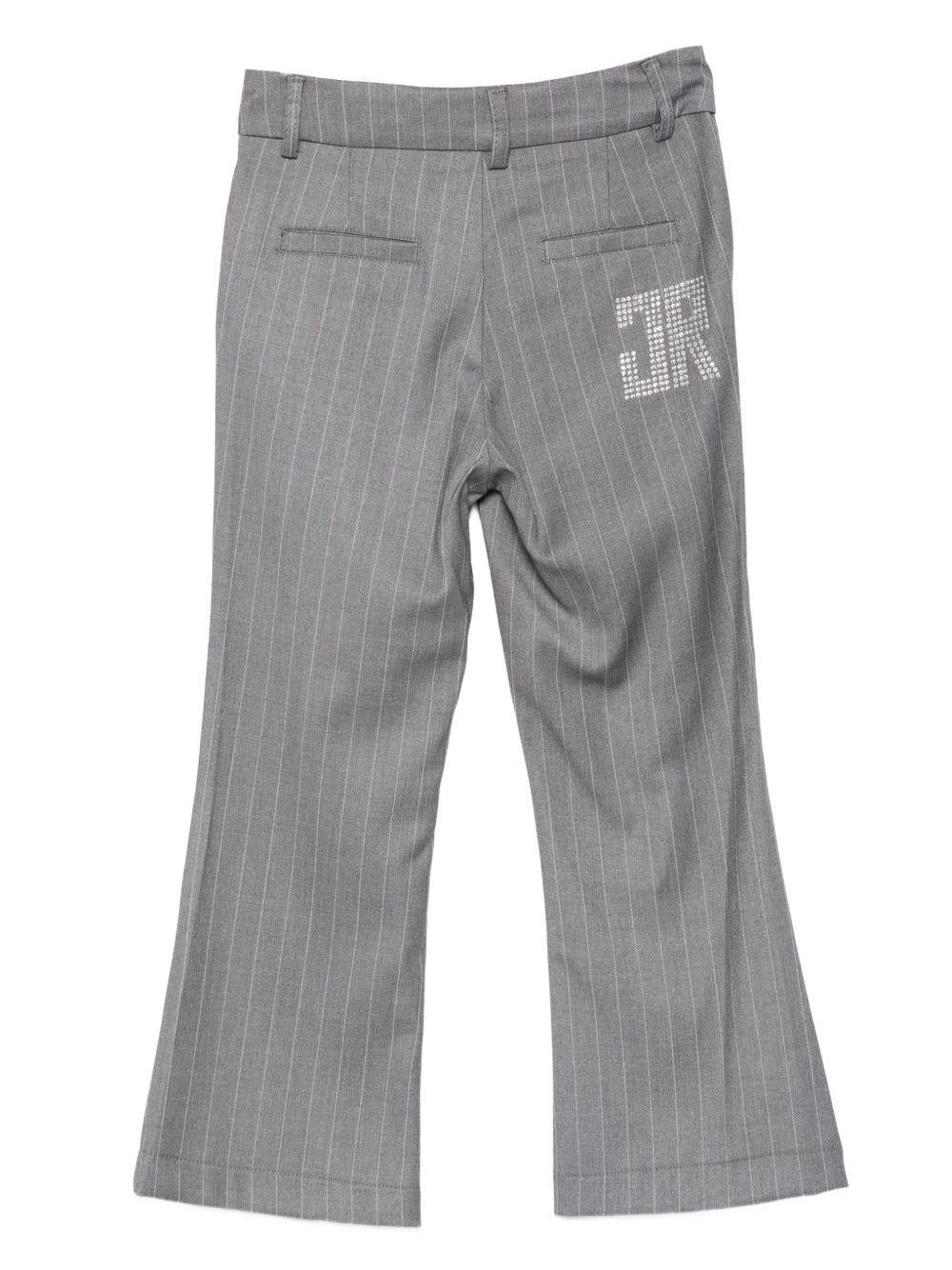Pantaloni gessati per bambina John Richmond Junior grigi con decorazione sul retro RGA25183PA BLUE VAPOR JOHN RICHMOND JUNIOR 