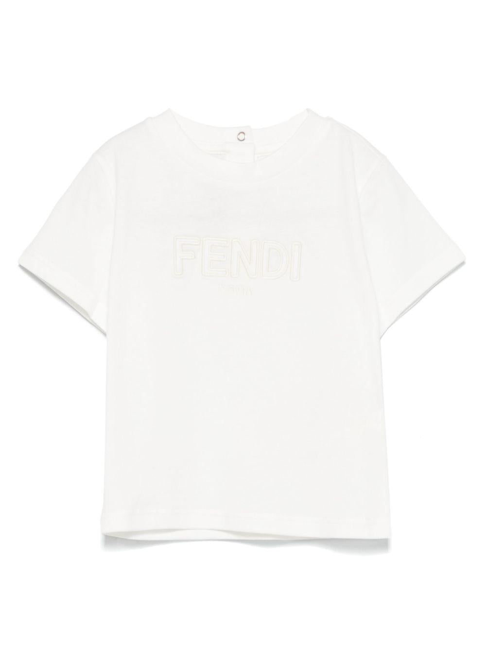 T-shirt per neonati Fendi Kids bianco con bottoni a pressione BUI089 7AJ F0TU9 FENDI KIDS 