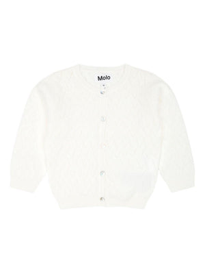 Cardigan per neonata Molo bianco in maglia con scollo rotondo