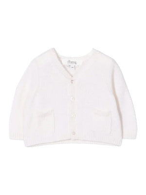 Cardigan per neonata Bonpoint bianco con scollo a V
