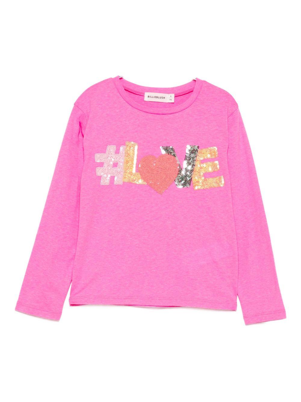 T-shirt per bambina Billieblush fucsia con decorazioni con paillettes U21606 473 BILLIEBLUSH 