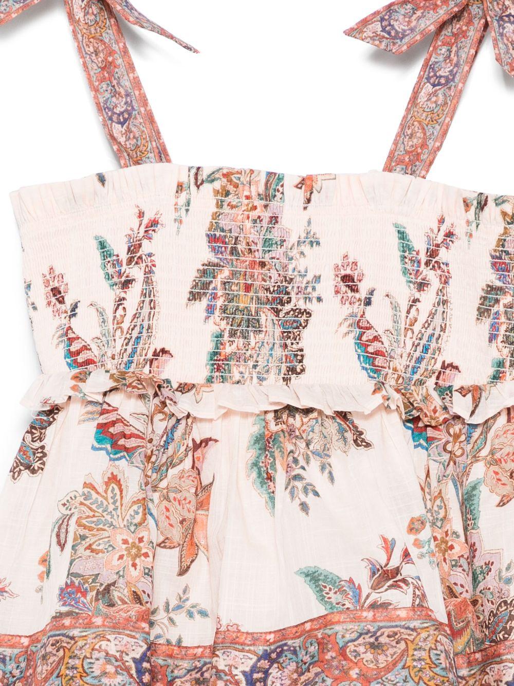 Abito per bambina ZIMMERMANN Kids Rhiannon beige con inserto con punto smock 8936DS S251 ZIMMERMANN KIDS 