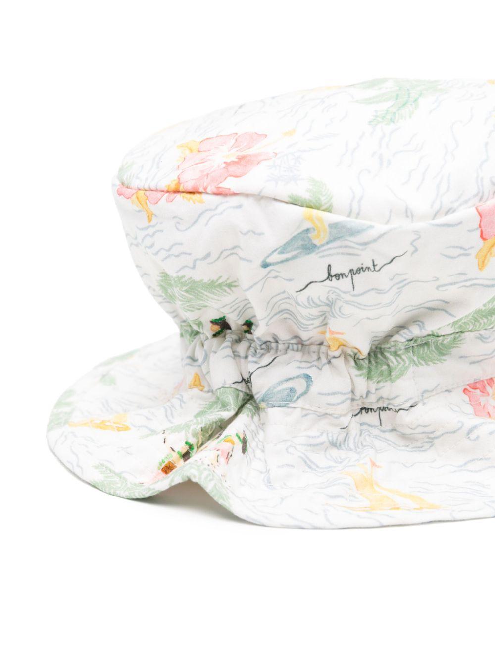 Cappello bucket per neonata Bonpoint Piob bianco con stampa grafica C05YACW00001 512 BONPOINT 
