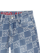 Shorts per bambino Hugo Kids denim con stampa logo all-over G00996 Z25 Hugo 