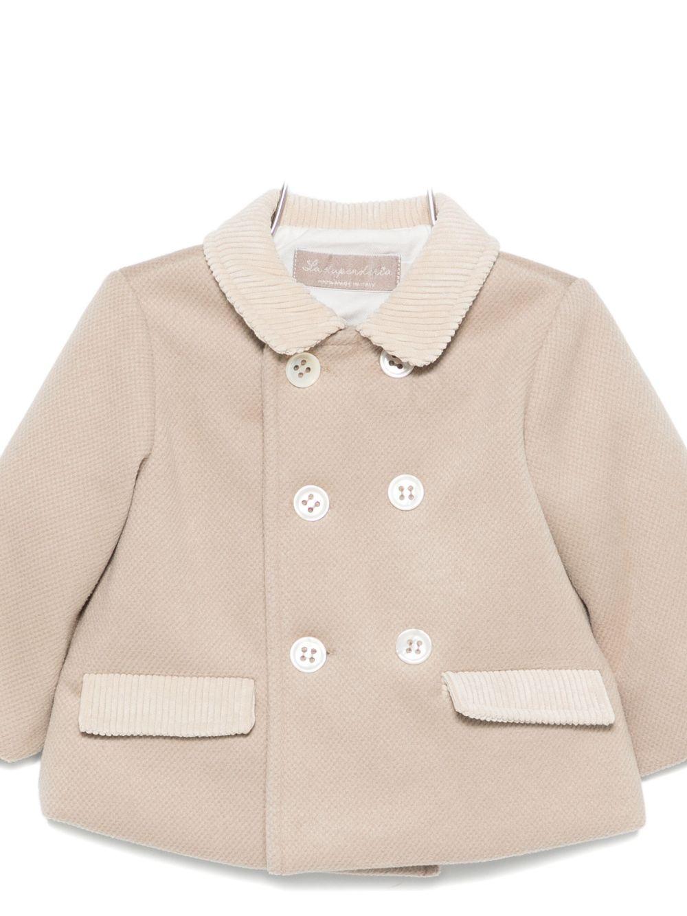 Cappotto a doppiopetto per neonata La Stupenderia beige con colletto classico 1TCGB13 H19 LA STUPENDERIA 