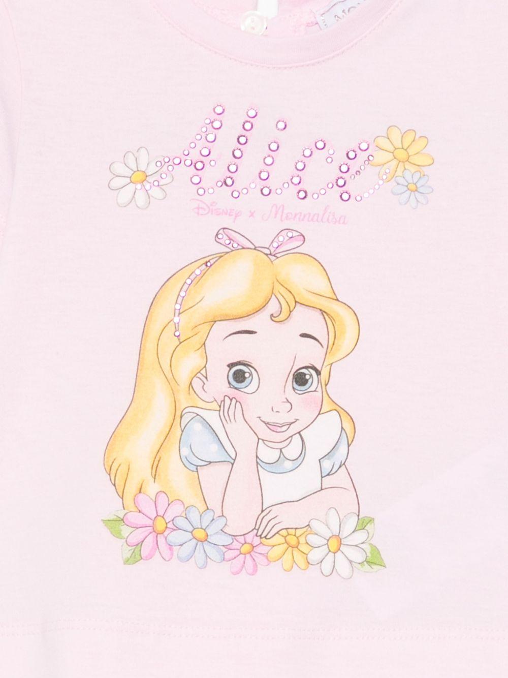 T-shirt per neonata Monnalisa rosa con stampa Alice x Disney 39E610 5002 0090 MONNALISA 