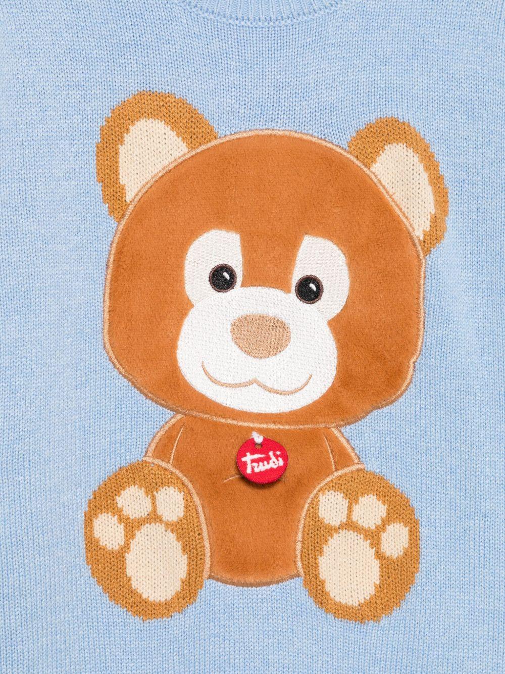 Maglione per bambina MC2 Saint Barth Kids x Trudi azzurro con ricamo Orsetto sul davanti PRC0001 01983I MC2 ST. BARTH KIDS 