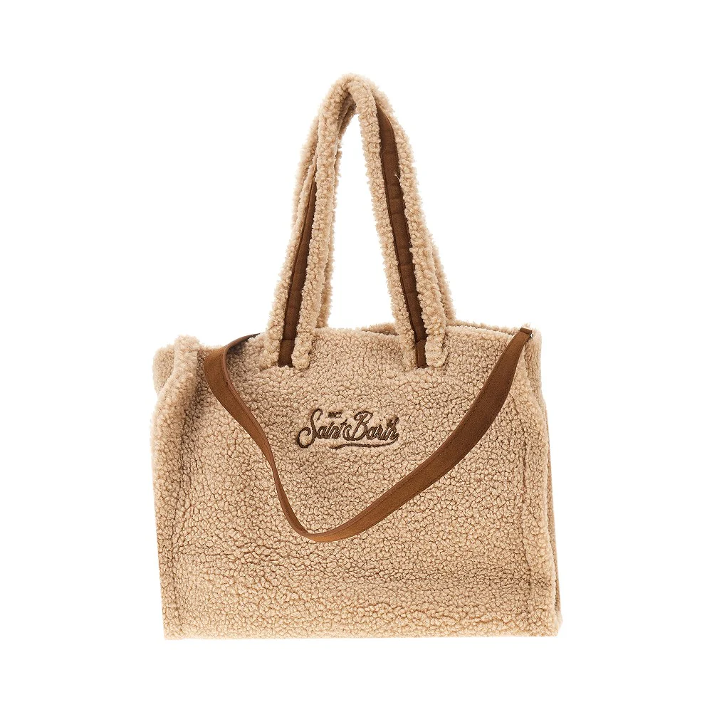 Borsa Colette per bambina MC2 Saint Barth Kids beige con logo ricamato a contrasto COL0032 01478I MC2 ST. BARTH KIDS 