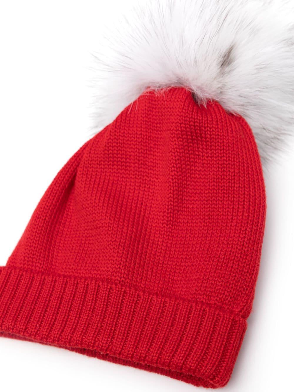 Berretto con pompon per neonata Colorichiari rosso con tesa con piega MN7878972088 7021 COLORICHIARI 